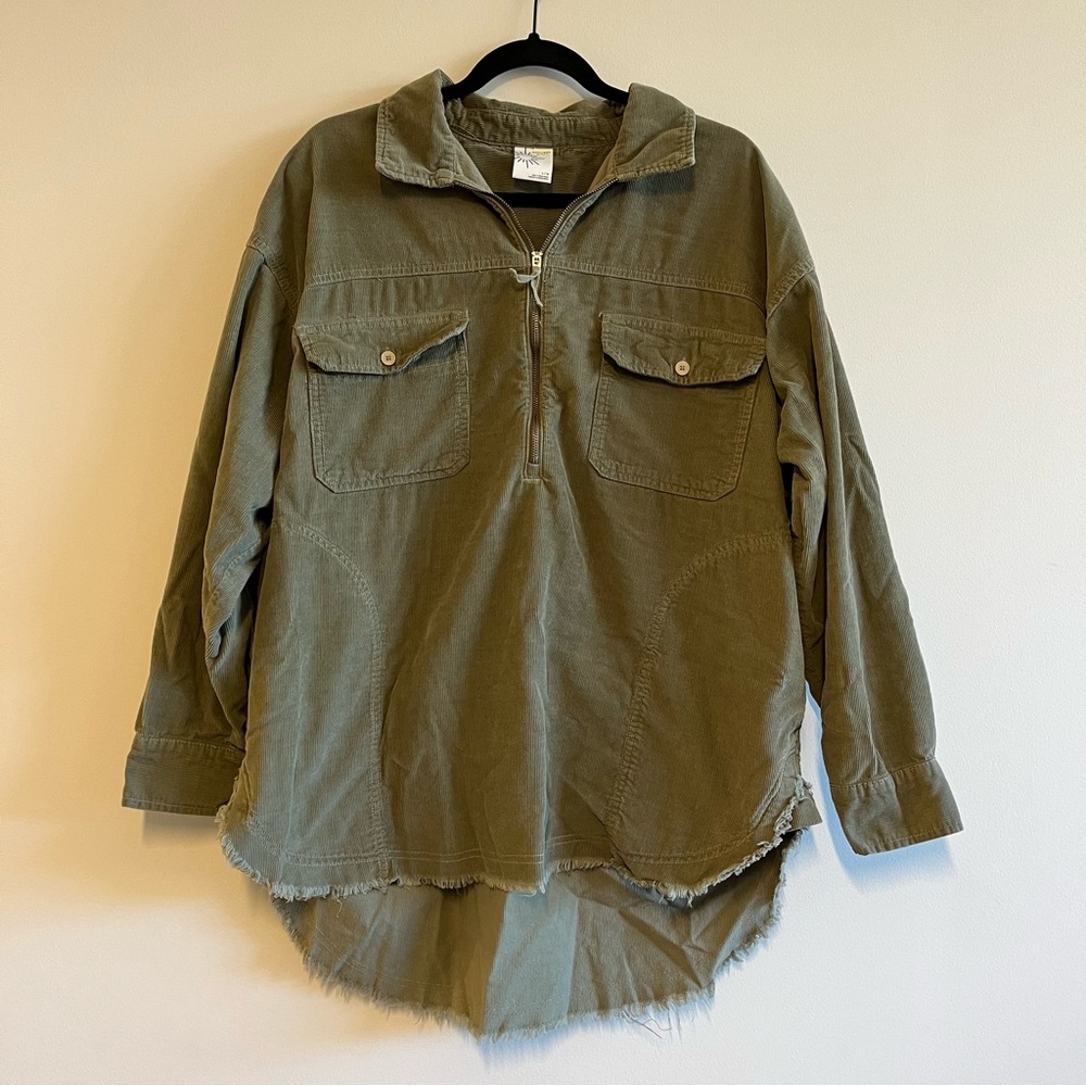 Aerie Offline Quarter Zip Corduroy Shacket